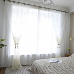 Prosta, Prześwitująca Zasłona, Wykonana Na Wymiar, Biała, Do Salonu, Haftowana