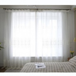 Prosta, Prześwitująca Zasłona, Wykonana Na Wymiar, Biała, Do Salonu, Haftowana