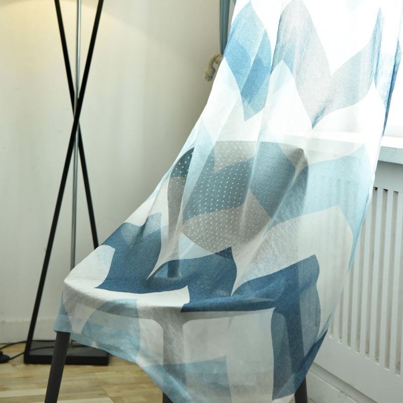 Nordic Simple Sheer Curtain Zasłona Na Wymiar Falisty Wzór Drukowany Salon