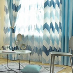 Nordic Simple Sheer Curtain Zasłona Na Wymiar Falisty Wzór Drukowany Salon