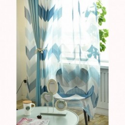 Nordic Simple Sheer Curtain Zasłona Na Wymiar Falisty Wzór Drukowany Salon