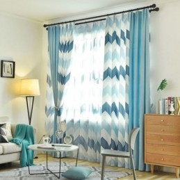 Nordic Simple Sheer Curtain Zasłona Na Wymiar Falisty Wzór Drukowany Salon