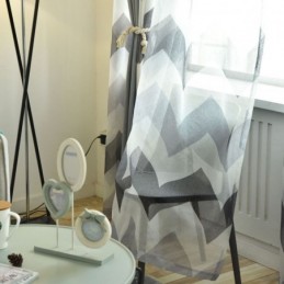 Nordic Simple Sheer Curtain Zasłona Na Wymiar Falisty Wzór Drukowany Salon