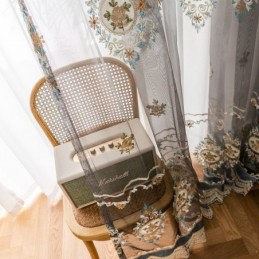 Zasłona Z Haftowanego Tiulu Zasłona Na Wymiar Europejski Luksusowy Przezroczysty Woal Salon
