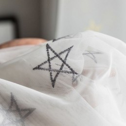Ekskluzywna Haftowana Zasłona Wykonana Na Wymiar Zasłona Wzór Pentagramu Przezroczysta Do Salonu Sypialnia