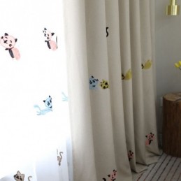 Współczesna Zasłona Zaciemniająca Max, Wykonana Na Wymiar, Haftowana Uśmiechnięta Kotka, Sypialnia