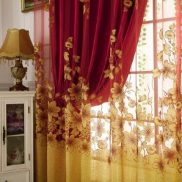 Zasłona American Country Sheer Curtain Wykonana Na Wymiar, Kwiatowa Gałązka, Żakardowa Dekoracja Okienna, Sypialnia