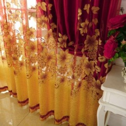 Zasłona American Country Sheer Curtain Wykonana Na Wymiar, Kwiatowa Gałązka, Żakardowa Dekoracja Okienna, Sypialnia