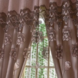 Zasłona Europejska W Stylu Rustykalnym, Firana Na Wymiar, Kwiat, Żakard, Półzaciemniająca, Salon
