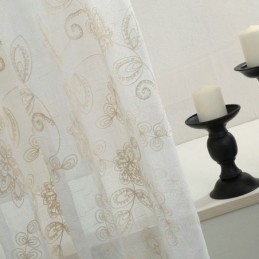 Prosta, Przezroczysta Zasłona Wykonana Na Wymiar, Abstrakcyjny Haft Kwiatowy, Dekoracja Okna