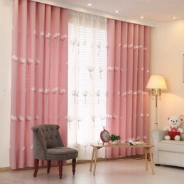 Zasłona Nordic Curtain Wykonana Na Wymiar Minimalistyczny Haft Kwiatowy