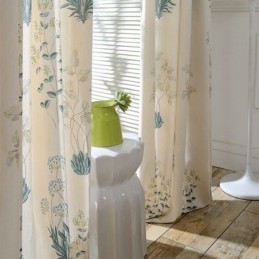 Zasłona Nordic Curtain Wykonana Na Wymiar, Bawełniana, Z Nadrukiem Roślinnym