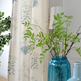 Zasłona Nordic Curtain Wykonana Na Wymiar, Bawełniana, Z Nadrukiem Roślinnym
