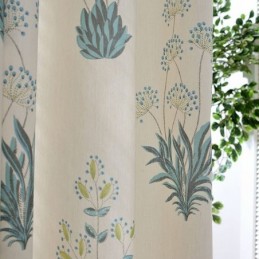 Zasłona Nordic Curtain Wykonana Na Wymiar, Bawełniana, Z Nadrukiem Roślinnym