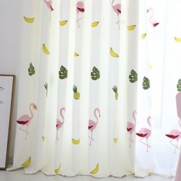 Haftowana Firana Z Flamingiem, Wykonana Na Wymiar, Półprzezroczysta, Przezroczysta Firana Do Salonu, Sypialni