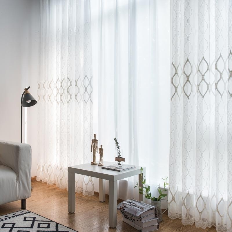 Nowoczesna Prosta Przezroczysta Zasłona Wykonana Na Wymiar, Geometria, Żakard, Salon, Gabinet, Tkanina