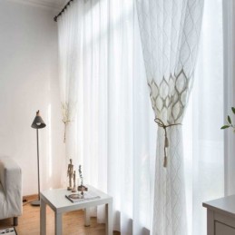 Nowoczesna Prosta Przezroczysta Zasłona Wykonana Na Wymiar, Geometria, Żakard, Salon, Gabinet, Tkanina