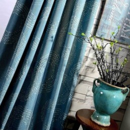 Zasłona American Antique Curtain Made To Measure, Nadruk W Niebieskie Kółka