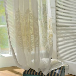 Nordic Simple Sheer Curtain Zasłona Na Wymiar Europejski Haft Kwiatowy Salon Gabinet Tkanina