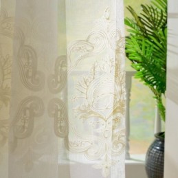 Nordic Simple Sheer Curtain Zasłona Na Wymiar Europejski Haft Kwiatowy Salon Gabinet Tkanina