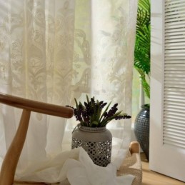 Nordic Simple Sheer Curtain Zasłona Na Wymiar Europejski Haft Kwiatowy Salon Gabinet Tkanina