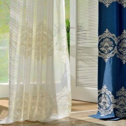 Nordic Simple Sheer Curtain Zasłona Na Wymiar Europejski Haft Kwiatowy Salon Gabinet Tkanina