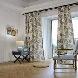 Zasłona American Rural Curtain Made To Measure Fioletowy Kwiat Nadrukowany Tkanina Do Sypialni