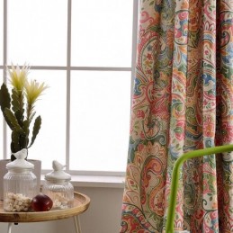 Zasłona American Antique Curtain Made To Measure, Kontrastowa, Kwiatowa, Z Nadrukiem, Do Sypialni