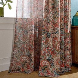 Zasłona American Antique Curtain Made To Measure, Kontrastowa, Kwiatowa, Z Nadrukiem, Do Sypialni