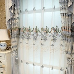 Luksusowa, Przezroczysta Zasłona Wykonana Na Wymiar, Haftowany Tiul Górski Do Salonu, Sypialni
