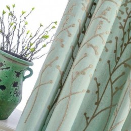 Zasłona American Simple Curtain Wykonana Na Miarę, Zielona, Haftowana, Oddychająca Tkanina