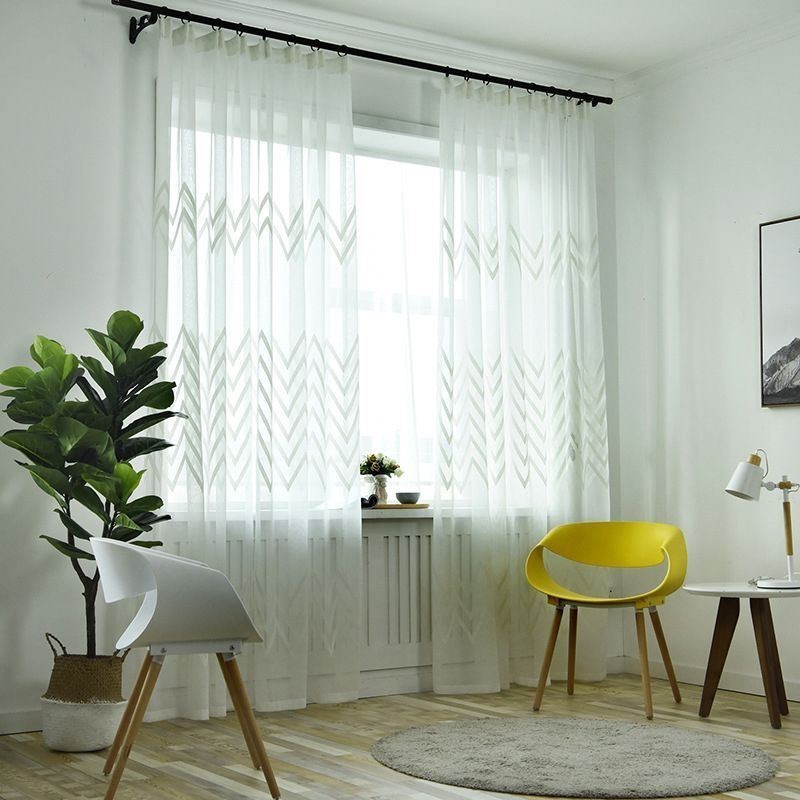 Nowoczesna Haftowana Zasłona Wykonana Na Wymiar Zasłona Geometryczny Wzór Fali Ekran Okienny Na Balkon