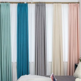 Nordic Plain Curtain Zasłona Wykonana Na Wymiar Tkanina Zaciemniająca Jednolity Kolor Do Sypialni