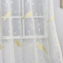 Haftowana Tiulowa Firana Z Prześwitującymi Krawędziami, Firana Na Wymiar, Wzór Ptaka, Zasłony Do Salonu, Sypialni