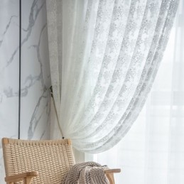 Kwiatowe Tiulowe Firanki, Eleganckie Białe Firanki Z Woalu, Robione Na Wymiar, Rolety Panelowe Do Salonu, Jeden