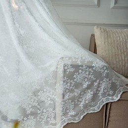 Kwiatowe Tiulowe Firanki, Eleganckie Białe Firanki Z Woalu, Robione Na Wymiar, Rolety Panelowe Do Salonu, Jeden
