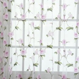 Kwiatowe Przezroczyste Zasłony Okienne Tiulowe Draperie Wystrój Domu Ścianka Działowa
