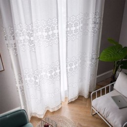 Nowoczesne Białe Tiulowe Zasłony, Firanki Z Kwiatowym Wzorem, Firanki Na Wymiar Do Salonu