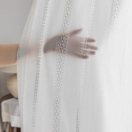 Klasyczny Geometryczny Ekran Okienny Z Białej Haftowanej Organzy Do Salonu, Zasłona Wykonana Na Wymiar