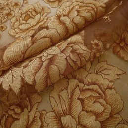 Zasłona Retro Sheer Zasłona Na Wymiar Żakard Salon Brąz