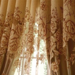 Zasłona Retro Sheer Zasłona Na Wymiar Żakard Salon Brąz