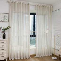 Nordic Simple Sheer Curtain Zasłona Na Wymiar Paski Żakardowe Środowisko Ochronna Tkanina Mieszana Lnu