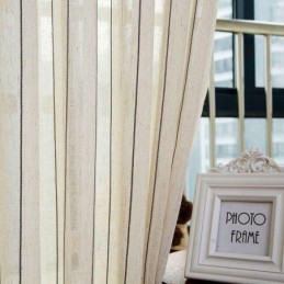 Nordic Simple Sheer Curtain Zasłona Na Wymiar Paski Żakardowe Środowisko Ochronna Tkanina Mieszana Lnu