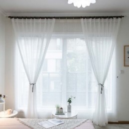 Biała Oddychająca, Przezroczysta Zasłona Wykonana Na Wymiar, Nowoczesna, Prosta, Do Salonu, Sypialni, Gabinetu, Tkanina