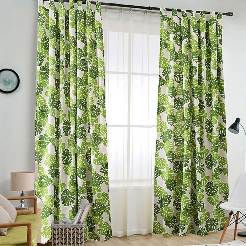 Zasłona Z Nadrukiem W Liście Bananowca Zasłona Na Wymiar Styl Skandynawski Salon Sypialnia Gabinet Półzaciemniająca Tkanina