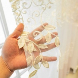 Zasłona Nordic Sheer Zasłona Na Wymiar Haft Winorośli Salon Sypialnia