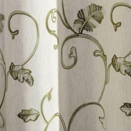 Zasłona W Stylu Japońskim Zasłona Na Wymiar Minimalistyczna Zielona Haftowana Liśćmi Salon Sypialnia