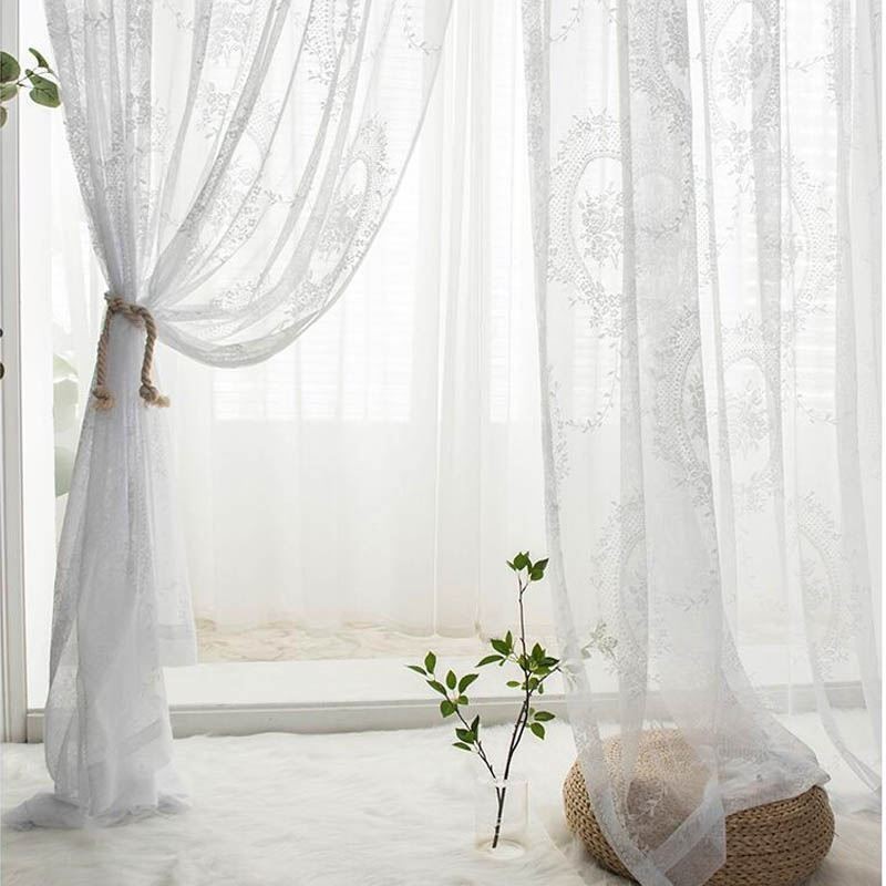 Europejski Styl Firana Z Przezroczystą Zasłoną Na Wymiar Panel Zasłonowy Koronkowy Róż I Lustrzany Woal Balkonowy Okno Wykuszowe Jedno
