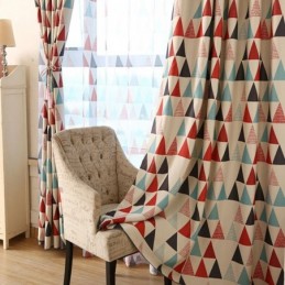Zasłona Nordic Geometry Zasłona Na Wymiar Zielony Trójkąt Salon Sypialnia Tkanina
