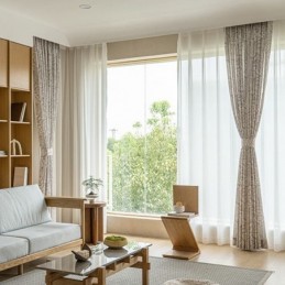 Zasłony Z Nadrukiem Liści W Stylu Amerykańskim, Poliester
